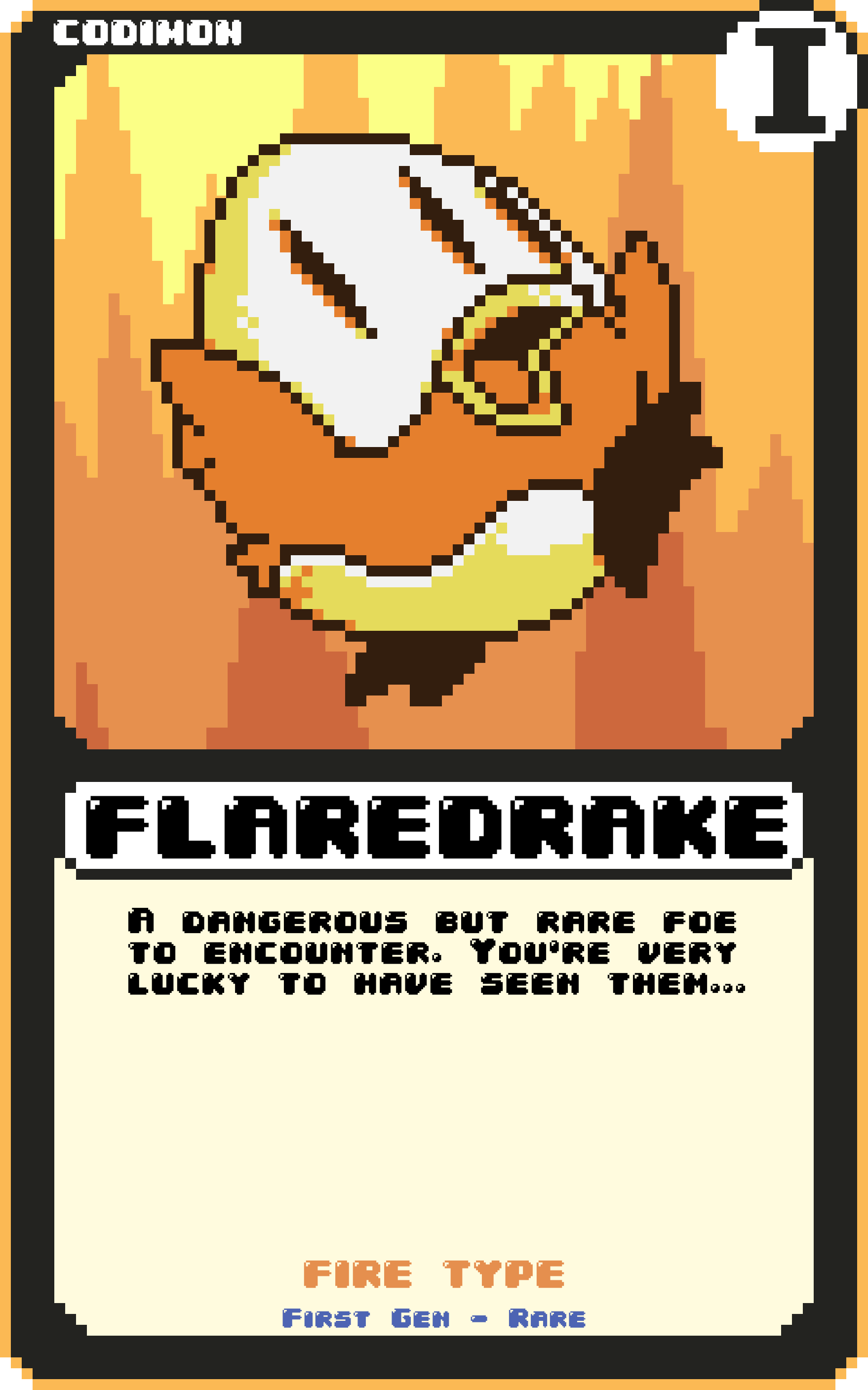 Flaredrake - a rare Fire element Codimon card